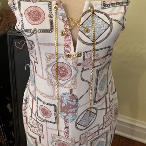 *OOH LA LA* GUESS XL French Chic Chain Print Dress - Picture 7 of 11